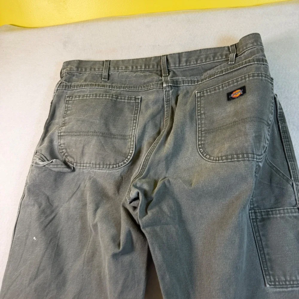Dickies Mens Relaxed Fit Carpenter Pants Faded‎ Olive Green Duck Canvas 38x32
